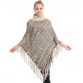 2017 novo padrão de tricô moda Grosso Ladie inverno mulheres poncho xale cachecol
